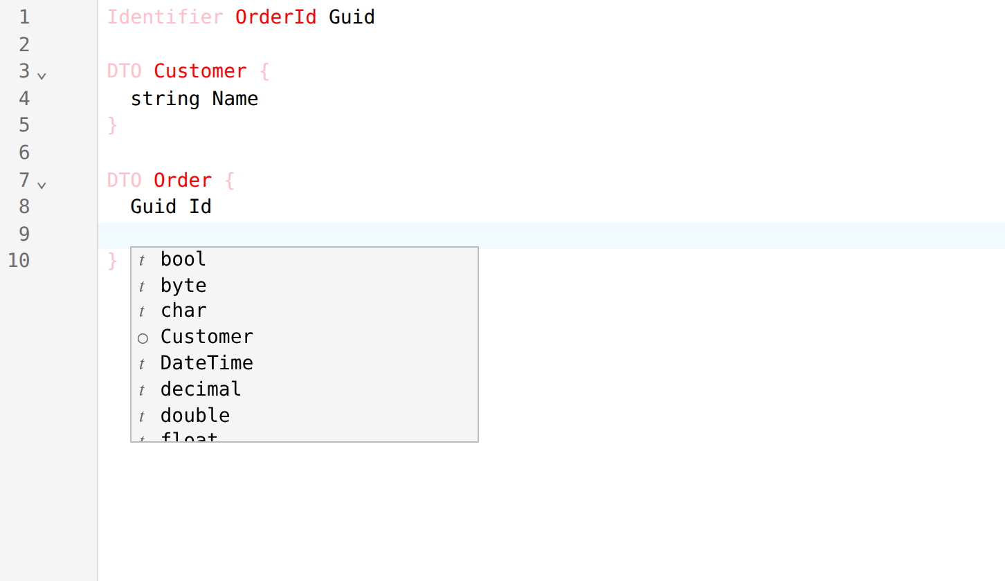 Property types inside a DTO